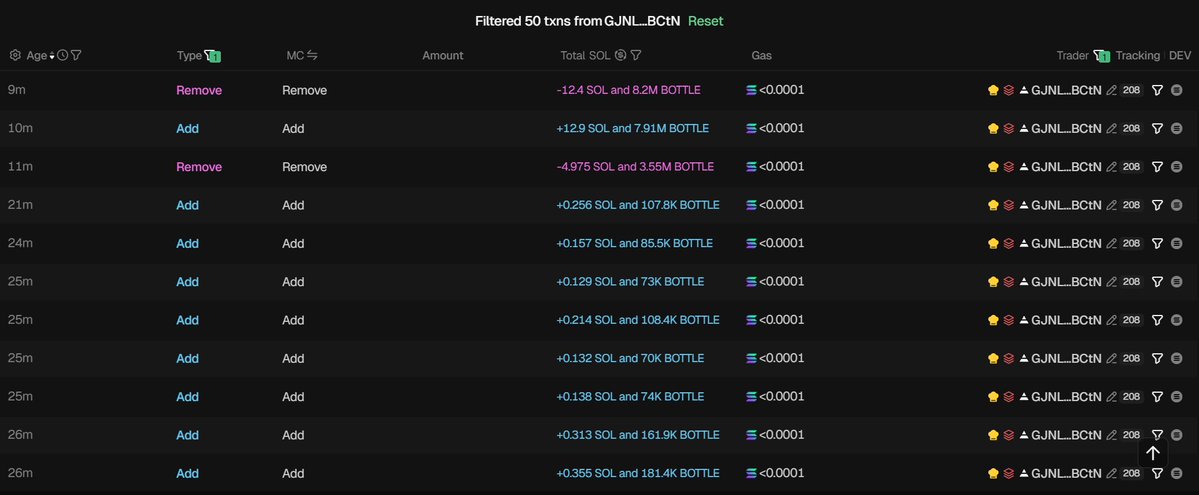 MMQL0312's tweet photo. @bottlecapital Bullshit, LP stopped being added 20 mins ago, thats when price started dumping too. https://t.co/uXSFwlYYt2