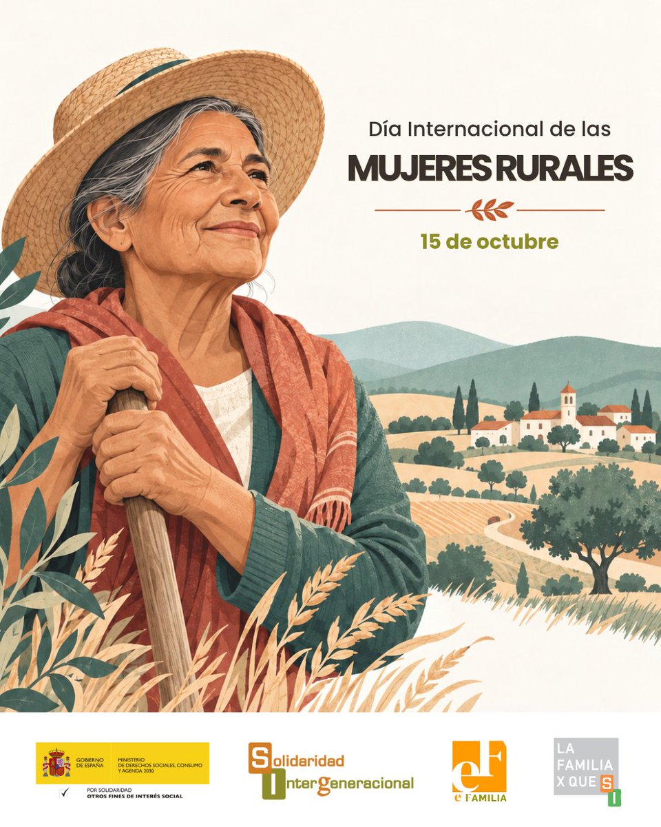 SolidaridadIn's tweet photo. 🌾 Hoy, 15 de octubre, celebramos el Día Internacional de las Mujeres Rurales.

🏡Vivir en el medio rural puede dificultar el acceso a determinados servicios y recursos.

🧡 En eFamilia puedes consultar ayudas y recursos relacionados con conciliación, cuidados, formación o empleo.

🔎 https://t.co/6kaNSauK2l

#DíaInternacionalDeLasMujeresRurales #MujeresRurales #eFamilia #eAyudas #MedioRural