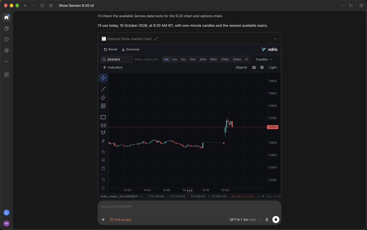 VolrixAI's tweet photo. We got interactive charting and options chain directly into your Claude, Chatgpt or any AI harness! https://t.co/DxK7Ik6lbj
