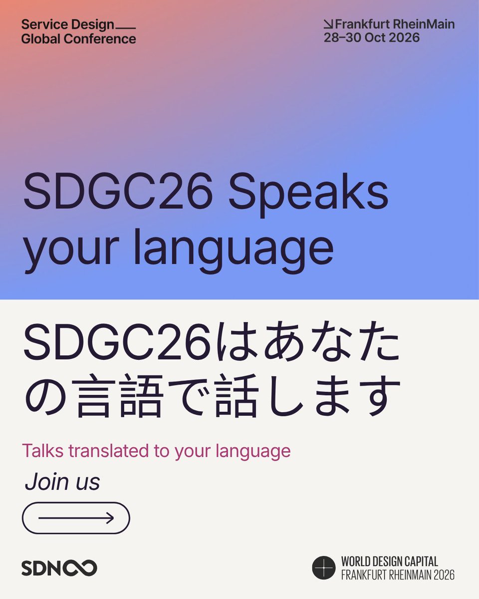 SDNetwork's tweet photo. Große Ideen sollten nicht in der Übersetzung verloren gehen! 🌍

#SDGC26 bietet Live-Transkription &amp; Übersetzung in über 40+ Sprachen – direkt auf dem Smartphone oder via Untertitel.

📍 RMCC Wiesbaden &amp; online 🗓️ 28.–30. Okt 2026
Tickets sichern: https://t.co/c5v7e4pnGu https://t.co/M5TsojBKbh