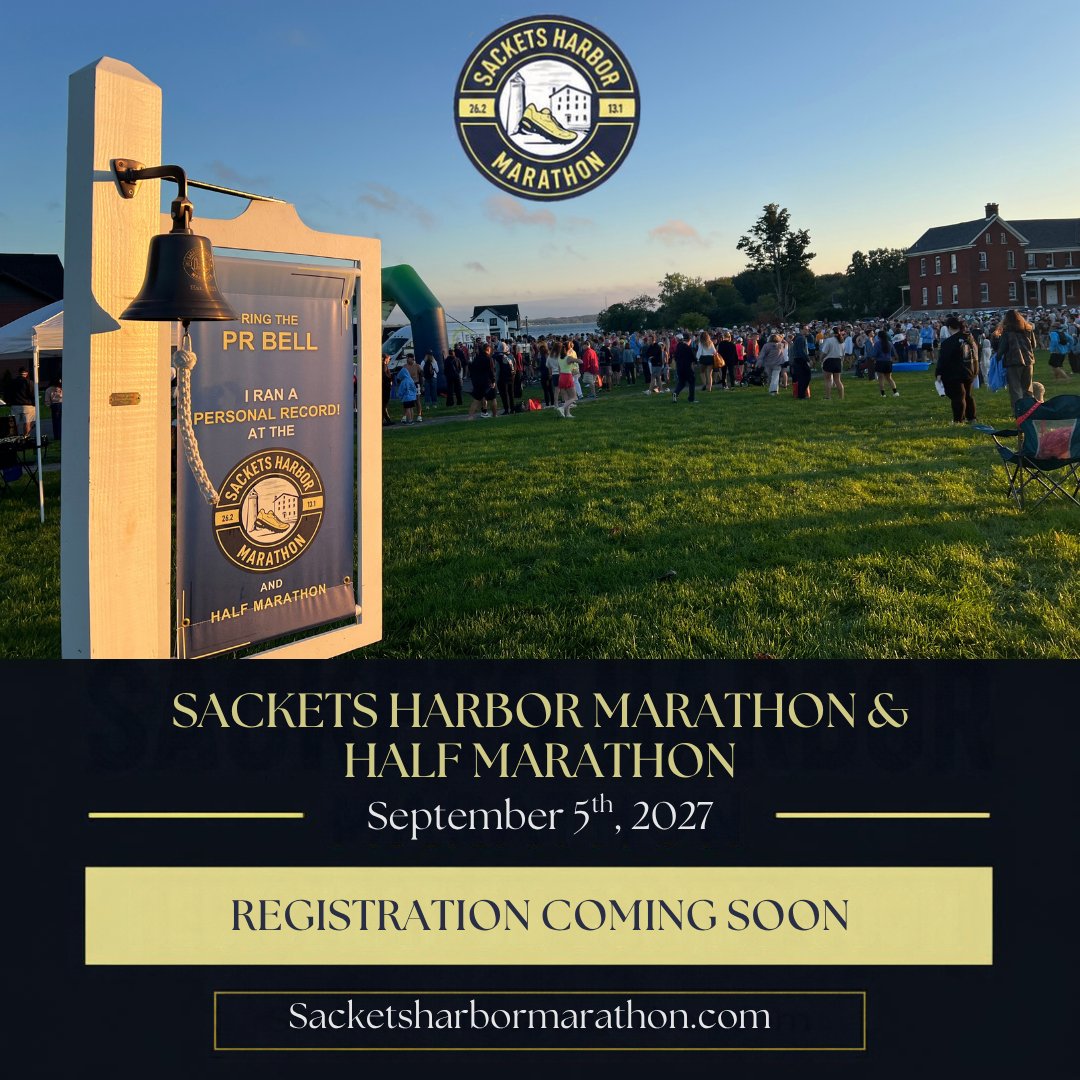 SacketsRaceMgmt's tweet photo. Registration opens November 8th, 2026 at 7:00 am!
#runsackets #sacketsharbormarathon #sacketsharborhalfmarathon #lovetorun #bostonqualifier #bq #marathon #halfmarathon #runners #run #sacketsharbornewyork https://t.co/XxzdXKGm8g