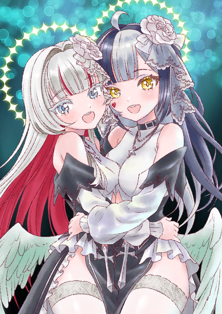 piti_tyapa's tweet photo. Aimy のフレンド、Cocaちゃんとこのエマちゃん（姉・右）とレヴちゃん（妹・左）のイラスト完成✨Aimyでの10,000いいね、おめでとうイラストなんだけど相当時間かかってごめん🙇‍♀️
いつも仲良くしてくれてありがとうね✨#Aimy     #アイミー　#イラスト https://t.co/6FOQxmgBdh
