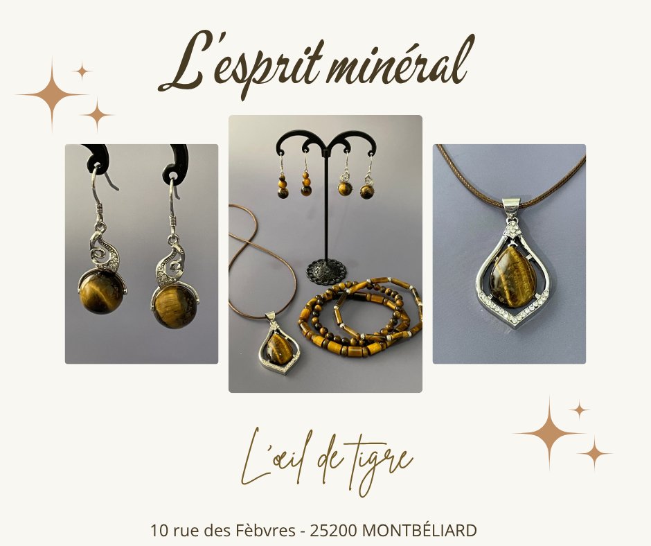 Lespritmineral's tweet photo. Avec ses reflets dorés et bruns, l’œil de tigre s’accorde aux couleurs de l’automne 🍂

Découvrez nos bijoux et notre nouveau pendentif rehaussé de strass ✨

📍 En boutique à Montbéliard et sur https://t.co/JRx8P1HSaj

#OeilDeTigre #PierresNaturelles https://t.co/r7kMJQFVYL