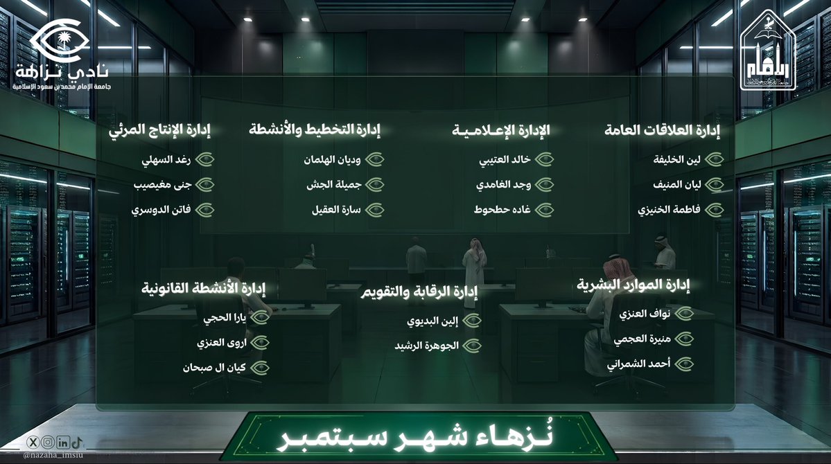 nazaha_imsiu's tweet photo. يتفرد نادي نزاهة بإداراتهِ الدؤوبة، ويتميز ويزهو بقياداته وأعضائه الطموحين✨

فخالص الشكر والعرفان لأسماءٍ سعت وتألقت، فحصدت ثمار سعيها وتألقها، مُباركٌ لكم هذا النجاح والتميز، شكر الله جهودكم ووفقكم في حلِّكم وترحالكم.

دونكم ملهمينا وصنّاع التغير والنجاحات، متميزو شهر سبتمبر.💚 https://t.co/hCir3AOG1F