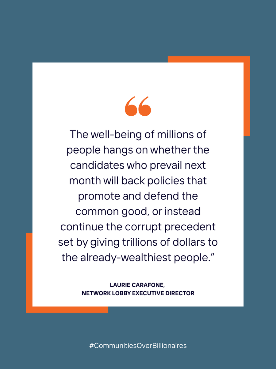 NETWORKLobby's tweet photo. Our democracy works best when it serves communities, not the ultra-wealthy.  
⠀
NETWORK Lobby's new 501(c)(4) partisan accountability project "𝐶𝑜𝑚𝑚𝑢𝑛𝑖𝑡𝑖𝑒𝑠 𝑂𝑣𝑒𝑟 𝐵𝑖𝑙𝑙𝑖𝑜𝑛𝑎𝑖𝑟𝑒𝑠: 𝑊ℎ𝑜 𝑊𝑒 𝐸𝑙𝑒𝑐𝑡 𝑀𝑎𝑡𝑡𝑒𝑟𝑠!" kicked off this month with a powerful Town Hall. 
⠀
🏛️ We are holding elected leaders accountable in the House and Senate for their actions affecting our communities. 
⠀
🔗 Click link in bio to watch & visit https://t.co/3skpX0Sfmq to learn more.