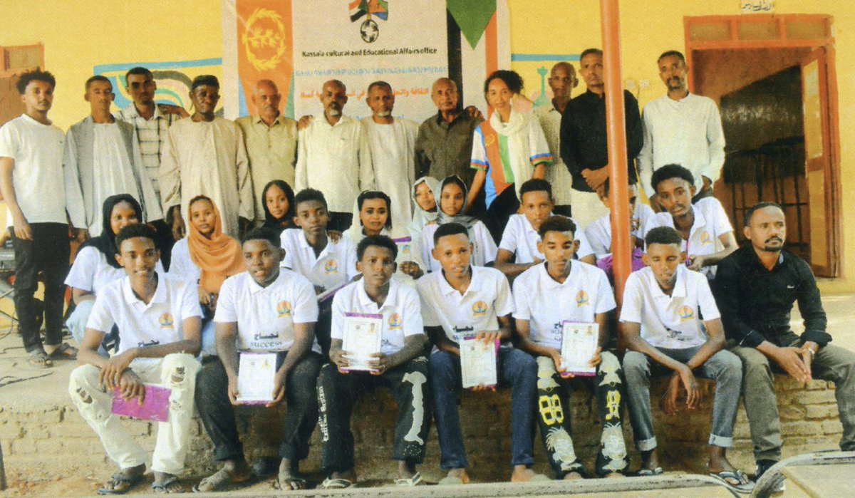 GhideonMusaAron's tweet photo. Kassala, Sudan — Al-Amal School, run by the Eritrean community, has recognized its students for outstanding results in the national Grade 8 examination.

At a ceremony organized by the Cultural and Educational Affairs Office of the Eritrean Embassy in Sudan, the Eritrean community in Kassala, and the parents’ committee, the top three students were awarded bicycles, while the remaining students received the textbooks required for Grade 9.
#Eritrea #Sudan #Education