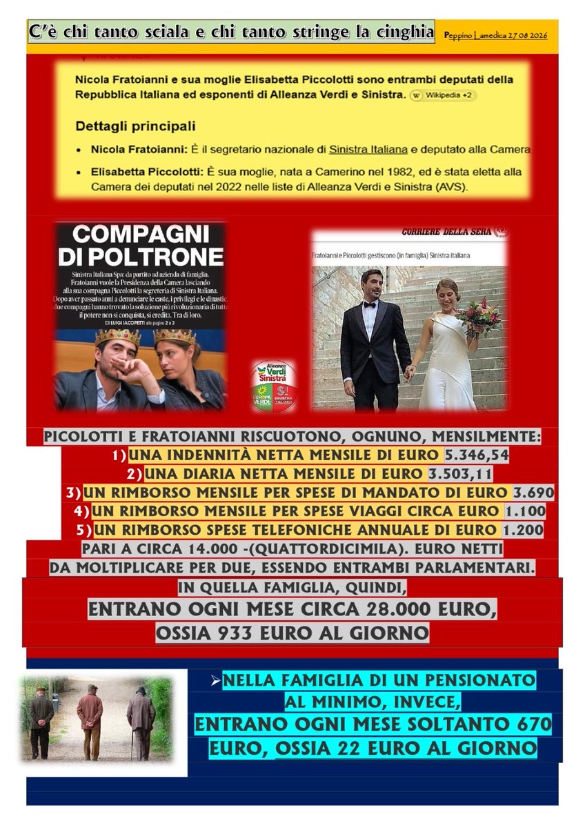 Arci2025's tweet photo. Questa coppia percepisce ogni mese 28.000 €.
Capito a che servono le liste bloccate che loro vogliono?
Io preferisco la libertà delle preferenze libere. https://t.co/wDRlJ5yvWn