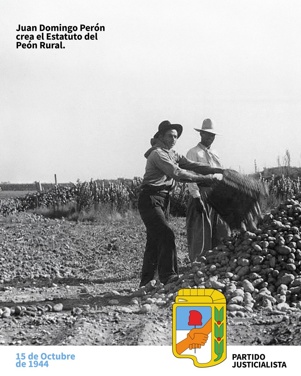 p_justicialista's tweet photo. El Estatuto del Peón: la dignificación del trabajo rural en Argentina. Con Perón, los derechos llegan al campo 🇦🇷 https://t.co/PW4KqFpS84