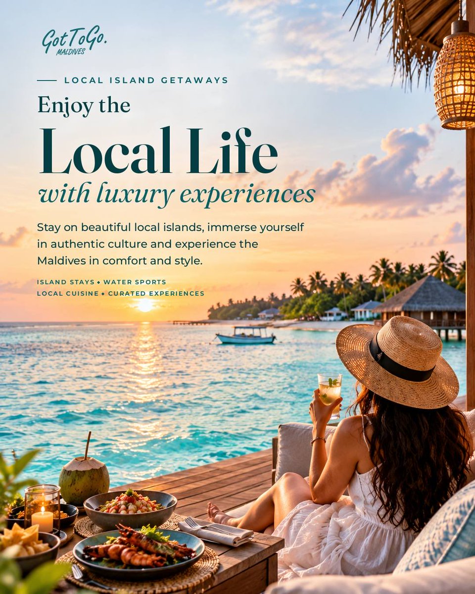 GotToGoMaldives's tweet photo. Local life, without giving up comfort. 🌅

Book island stays, excursions and curated experiences in the GotToGo app. Link in bio.

#Maldives #MaldivesTravel #SunsetMaldives #MaldivesLocalLife #IslandStay #AuthenticTravel #VisitMaldives #GotToGoMaldives https://t.co/0rZyPmy2bY