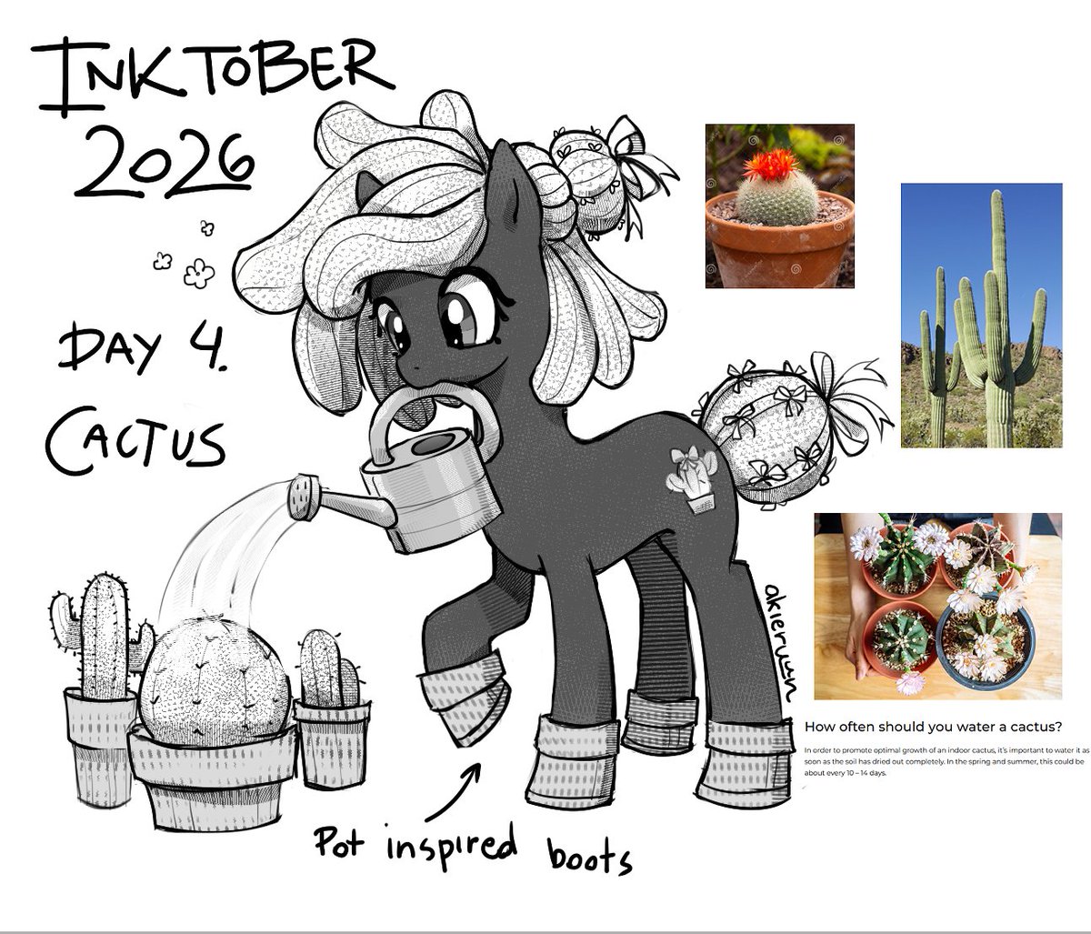 akieruun's tweet photo. #inktober2026 #inktober2026day4 #inktoberday4 #mlp #mlpfanart #cactus https://t.co/ya1y91UozL