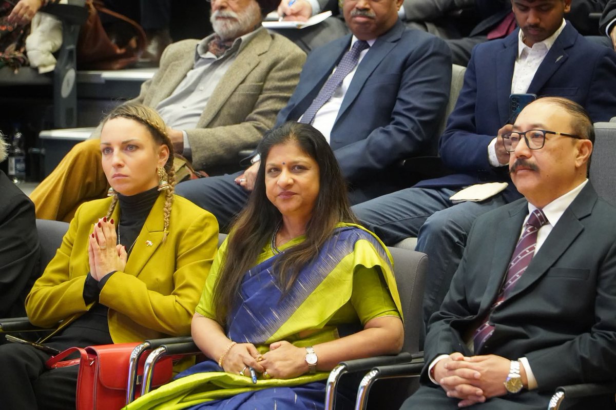 VikasSwarup's tweet photo. One of the pleasures of being in Warsaw was sharing a platform with two valued colleagues, Ambassador @harshvshringla and Ambassador Neeta Bhushan. Always special to reconnect with friends who have shared India's diplomatic journey. 🇮🇳🇵🇱 https://t.co/KKTHp3MbYN