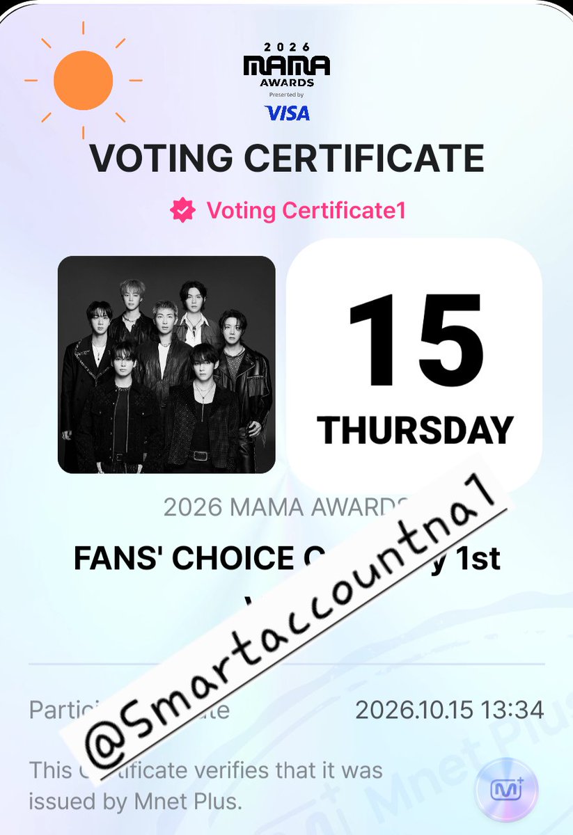 Smartaccountna1's tweet photo. I vote #BTS for Fan’s Choice Male at #2026MAMAVOTE 🏊‍♀️ https://t.co/HVjvpz30Ia