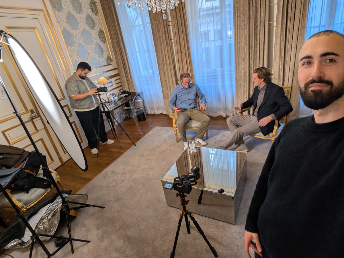 archill's tweet photo. HoS podcast filming with Helius ahead of Project Harmonia gathering with Allfunds in Luxembourg https://t.co/4xyW9VcY1e