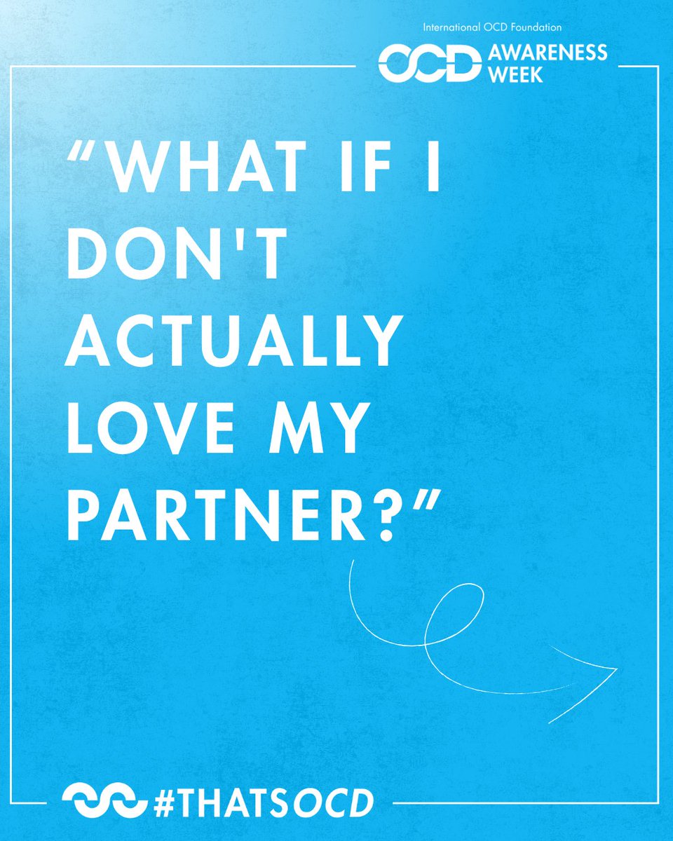 IOCDF's tweet photo. OCD loves certainty. Relationships don't exactly come with a certainty guarantee.

For someone experiencing relationship-related OCD, doubts about a relationship can become consuming, followed by compulsions like checking feelings, comparing relationships, seeking reassurance, or analyzing what every thought or emotion “means.”

The topic may change, but the cycle of obsession → distress → compulsion → temporary relief can keep someone stuck. #ThatsOCD

You don't have to navigate that cycle alone.

Looking for an OCD treatment provider? 👉 https://t.co/Pyx0wm6Vbr
Prefer to learn at your own pace? Browse books and other media. 👉 https://t.co/JfEtkWYKDq