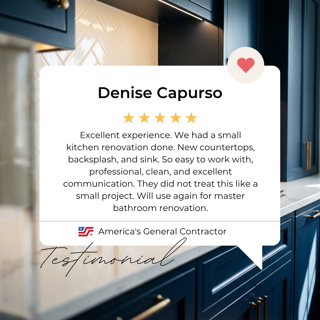 Americas_GC's tweet photo. ⭐⭐⭐⭐⭐ "They did not treat this like a small project." - Denise C.
Whether it’s new countertops and a backsplash or a full luxury remodel, America's General Contractor delivers premium service across DFW.
Have we worked on your home? We’d love your feedback! Leave a review here: 👇
⭐ https://t.co/hekJ1GGjnw
#DallasTX #DFWRealEstate #KitchenRemodel #AmericaGeneralContractor