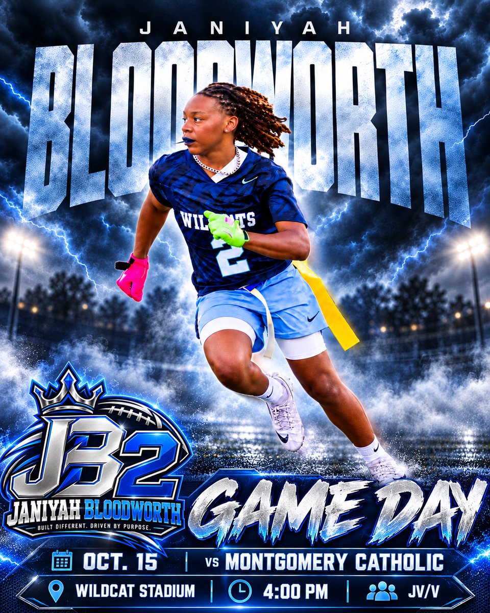 JaniyahBlo7lk's tweet photo. IT’S GAME DAY! 💙🏈🔥

Another opportunity to compete, another chance to leave it all on the field!

Locked in. Focused. Fearless. Every snap, every route, every play matters. Let’s go to work! 💪🏽

#2 | WR • DB • QB • Returner

#EnterpriseWildcats #ClassOf2027 #FlagFootball https://t.co/tfqospkZhX