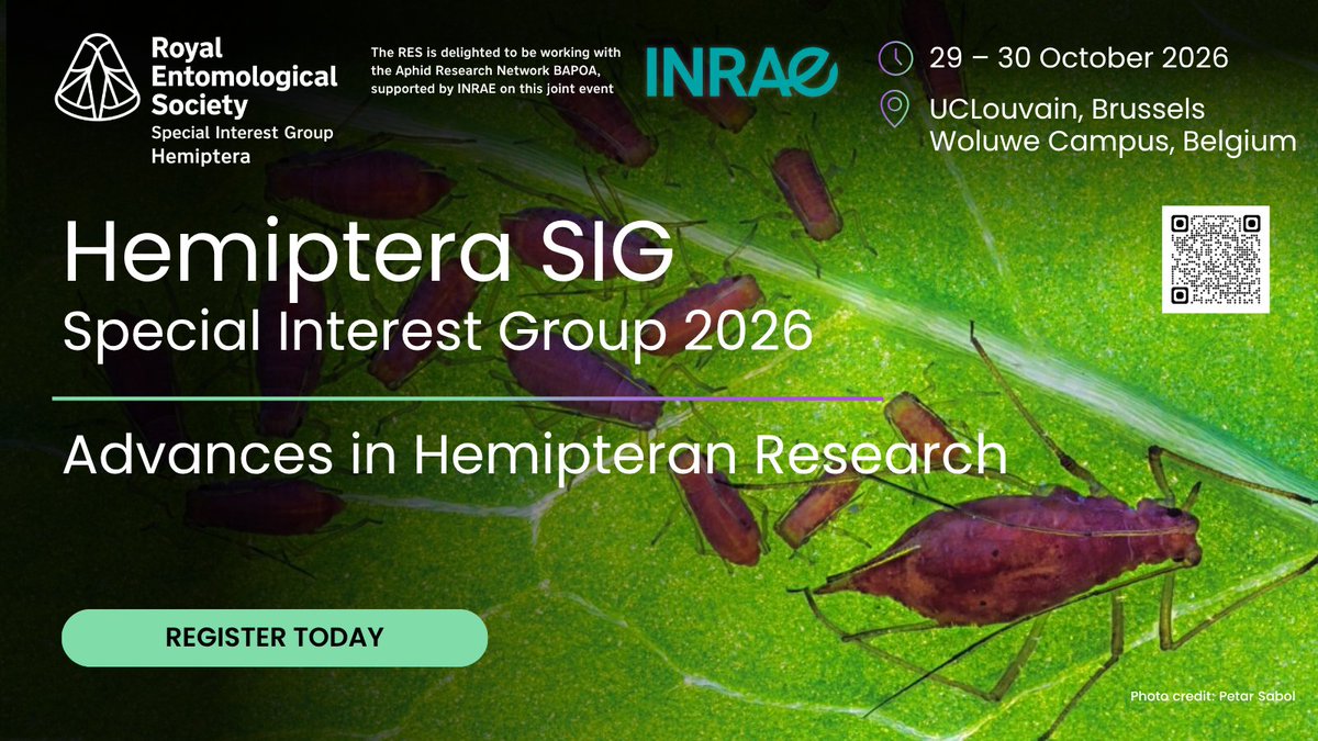 RoyEntSoc's tweet photo. 🚨 Registration deadline TOMORROW! Register by 5pm BST on 16 October to secure your place at Advances in Hemipteran Research.

📅 29–30 October

Register now 🔽

https://t.co/vy76eBwbrC

@INRAE_Intl @JohnInnesCentre #Hemiptera #Entomology #Research https://t.co/rqlJexa5yT