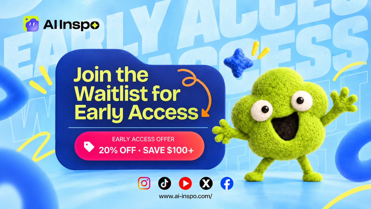 AIInspoOfficial's tweet photo. The Early Access waitlist is officially OPEN! 

I’m getting ready to make your social media life a whole lot easier. ✨

🎁 Join now to unlock 20% OFF at launch — save $100+!

Check the link⬇️
https://t.co/pErjkf7GOE

#AIAGENT #SocialMediaManager https://t.co/L3iVTpWQz3