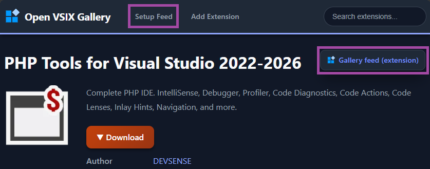 php4vs's tweet photo. For your Visual Studio 2026:

Nightly builds of PHP Tools are available on the VSIX Gallery: 

👉 https://t.co/AR1srSp2yB https://t.co/4k4b1sdj8P
