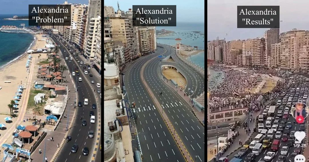 fietsprofessor's tweet photo. 'The definition of insanity is doing the same thing over and over again and expecting a different result.' 
— Rita Mae Brown

Case #1237 of using traffic engineering to solve the problems of traffic engineering. 

📍 #Alexandria, Egypt 🇪🇬. https://t.co/inN4A9N4p3