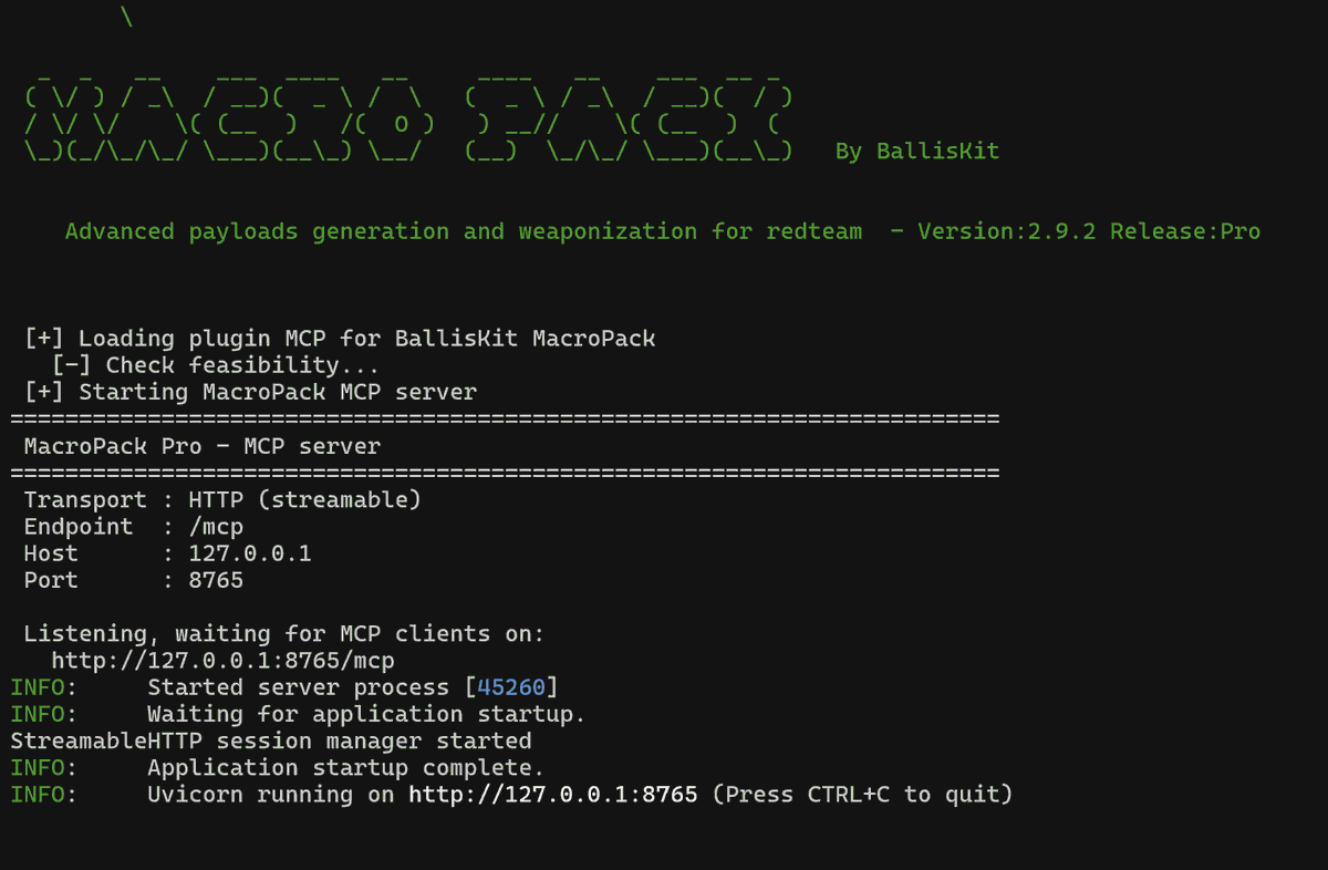 BallisKit's tweet photo. We are preparing an optional MCP server for the next version of MacroPack, ShellcodePack, and DarwinOps!
This interface will come in addition to the existing CLI and GUI for our customers who want to integrate redteam tooling with agentic AI! 🤖

#redteam https://t.co/Jtvgqp90bS