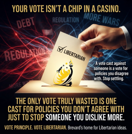 LaunchLiberty's tweet photo. A vote is your endorsement, not a bet on the winning horse. The only vote truly wasted is one cast for policies you don't agree with just to stop someone you dislike more. https://t.co/ofpjiwlGPj