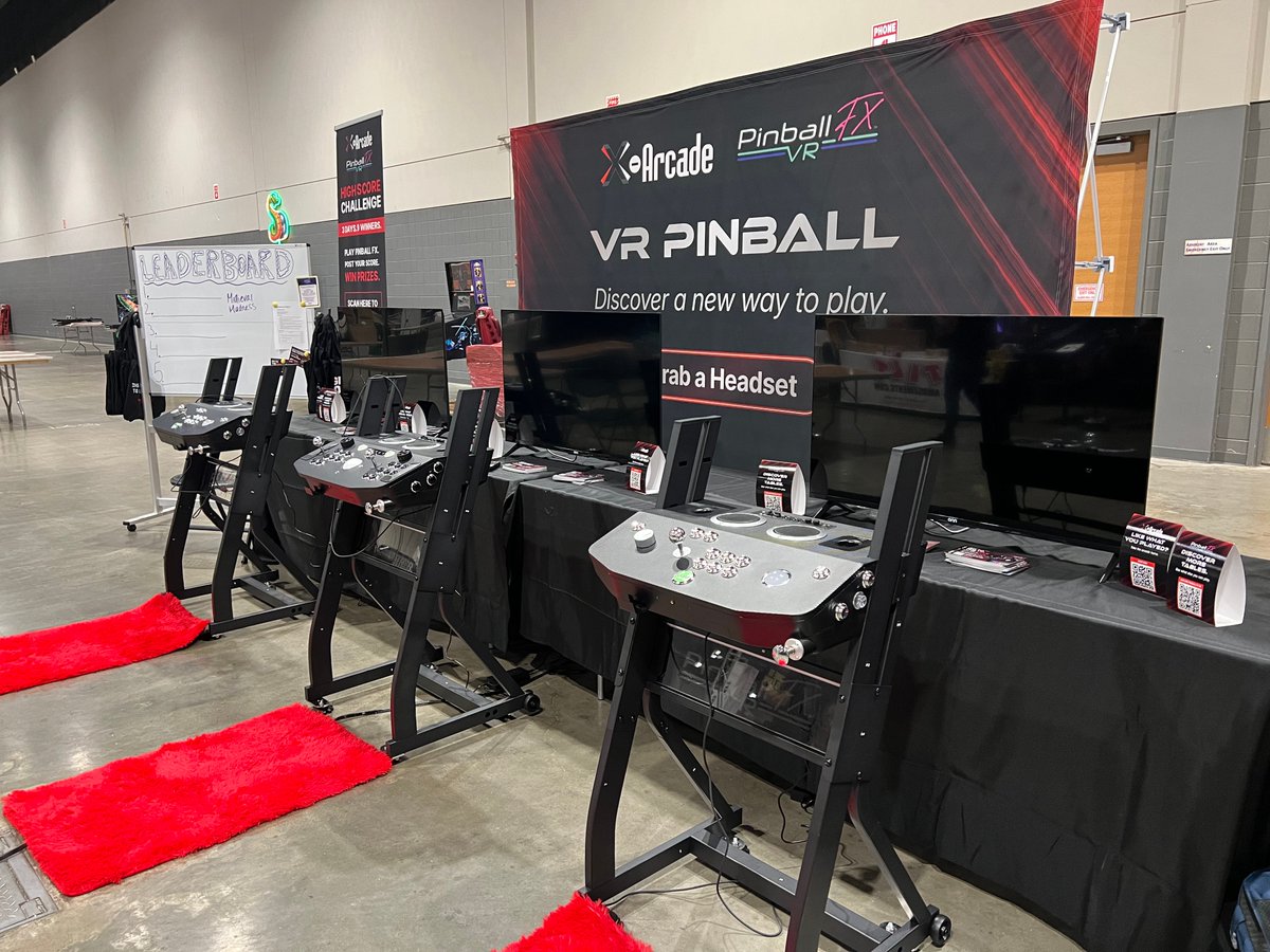 PinballFX's tweet photo. That’s one good-looking booth!👀

Visit our joint stand with X-Arcade at Pinball Expo and join the daily Pinball FX VR High Score Challenge for a chance to win the new Pinball FX Edition controller and Zen Studios gift cards! https://t.co/Zq4RxuHksd