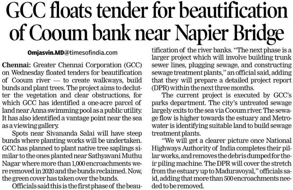 SureshSammyTVK's tweet photo. GCC floats tenders to restore Cooum Riverfront from Periyar Bridge via Napier Bridge to a length of 1.5km.
TVK govt is keen to develop it like river Thames https://t.co/SpgdRXPppv