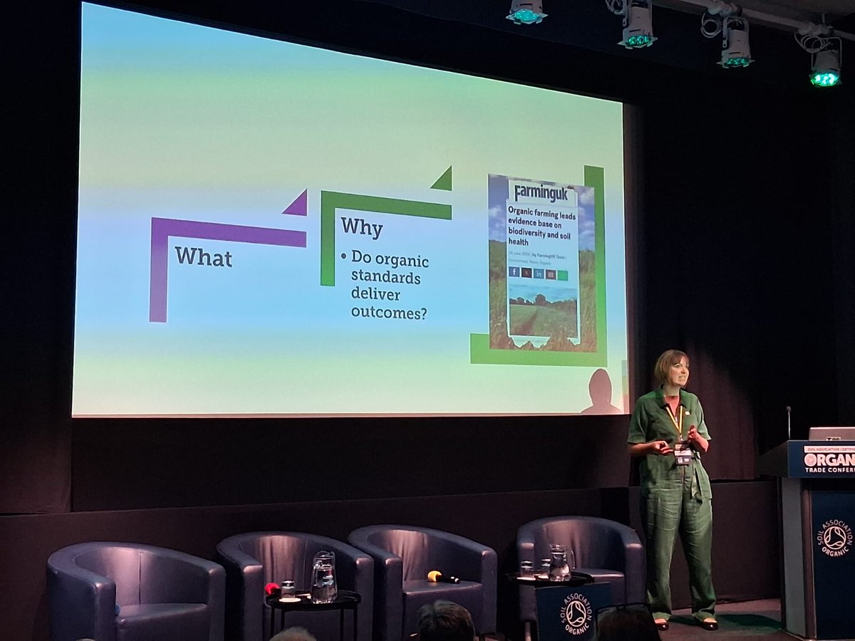 OrgResCent's tweet photo. Today Rowan is at the @SoilAssociation Certification  annual organic trade conference at the Barbican Centre. Green light for growth. @DefraGovUK Minister Stephen Morgan MP endorses the Organic Action Plan for England. Lots of references to ORC work and evidence gathering https://t.co/fsD31d5Owi