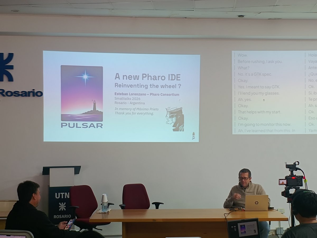 fast_arg's tweet photo. Esteban Lorenzano presents "Pulsar: Reinventing the Wheel (Because the road has changed)" at #Smalltalks2026 https://t.co/lSVZyDQpCl