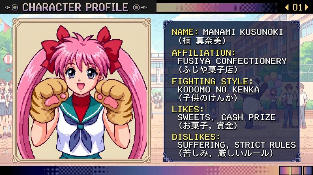 letmebecool_dev's tweet photo. NEW CHALLENGER! 🐾✨ MANAMI KUSUNOKI — Variable Geo (32-bit mockup)
The Fusiya Confectionery mascot enters the tournament! 🥊🍬
#pixelart #ドット絵 #FGCArt #retrodev #indiedev #VariableGeo https://t.co/fSQvDxgzuZ