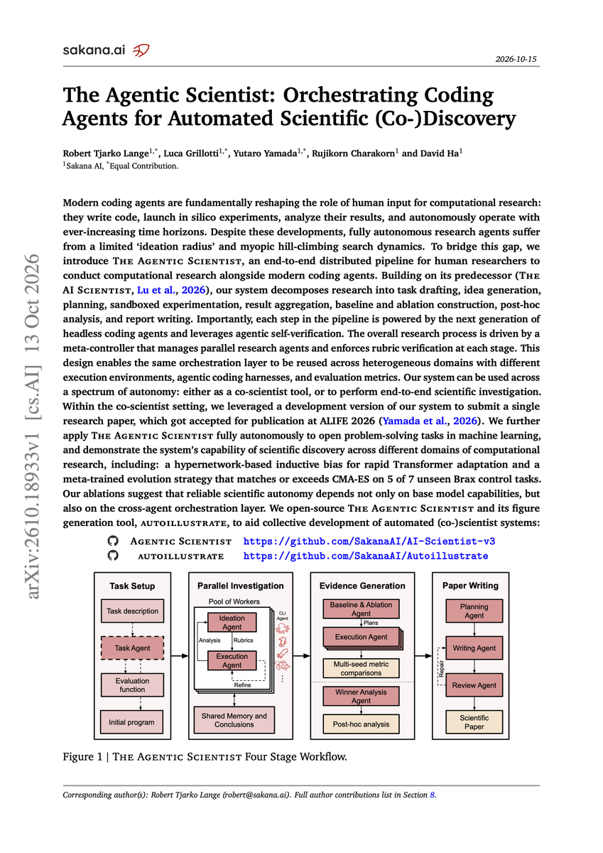 @hardmaru 及其团队发布The AI Scientist v3（The Agentic Scientist）自动化科研系统(3rd iteration)