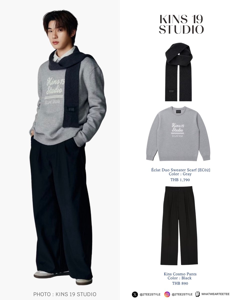 2TEE2STYLE's tweet photo. ‧₊˚ 2TEE2STYLE | #whatwearTeeTee 🐶👕
LOOK FOR #KINS19STUDIO — #twnpich

LOOK 1 

- Éclat Duo Tee [EC01] 
Color : Gray

- Éclat Duo Jacket [EC03] 
Color : Charcoal

- Trousers [KN221] 
Color : White

- Necklace [KNL02]
- Bracelet [KBL02]

- - - - - - - - - 

LOOK 2

- Éclat Duo Sweater Scarf [EC02] 
Color : Gray

- Kins Cosmo Pants 
Color : Black

- - - - - - - - - 

LOOK 3 

- Éclat Duo Tee [EC01]  
Color : Gradient Charcoal

- KINS Loose Barrel Jeans [F119] 
Color : Ash green

- KINS Cloudstone Tote [KPB03E]
Color : Silver Sky

#ShopeeKins19studioxTeeteePor