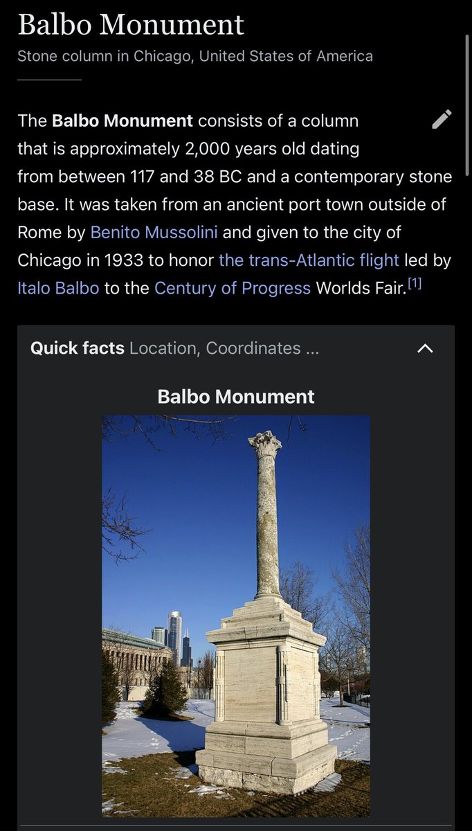 deermodder's tweet photo. Somehow never saw this one before while living in Chicago but I did find the unmarked Italo balbo monument and paid my tributes. https://t.co/W9JMBei6w3