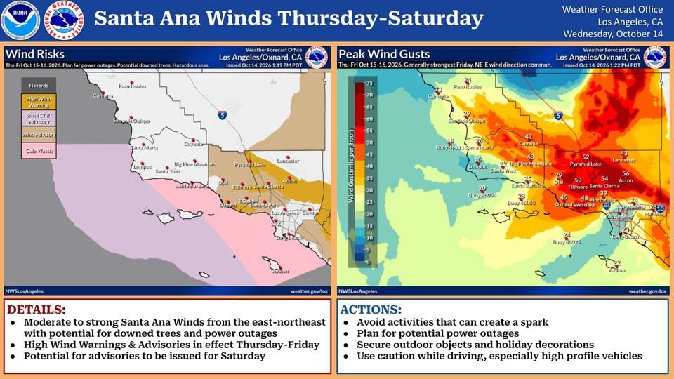 Angeles_NF's tweet photo. #RedFlagWarning #SantaAnaWinds

Winds are gusting to 55mph over the Angeles National Forest as Southern California has moved into a Red Flag Warning as of 6am today.

The Angeles National Forest and partner agencies are at a high state of readiness with additional firefighters and equipment staged throughout the southland.

With the moderate to strong Santa Ana Winds, please be fire safe and if you see something, say something-call 911.

Weather Info: https://t.co/Aq775UMGiY

@SoCalUSFS_Fire @NWSLosAngeles @ReadyLACounty