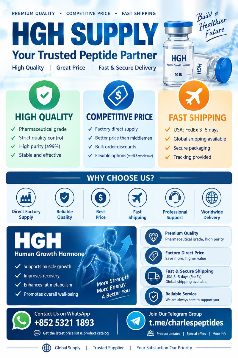 CharlesWang1688's tweet photo. Are you looking for a high-quality #HGH source factory? Look here, please.
WA: https://t.co/6V9WfqqnFG: https://t.co/w2uzRERBOP #peptide #HGH #CJC1295 #Ipamorelin #supplier https://t.co/mxcc7M8yTg