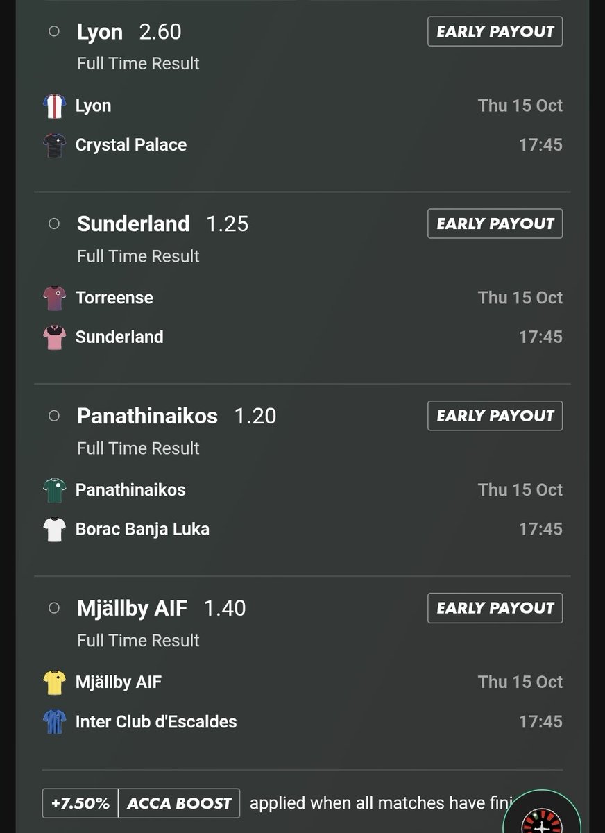 DKFootballTips2's tweet photo. 17:45 KO 4 Fold

#Palace #Lyon #Mackems #Sunderland https://t.co/SrbYZyQ5DM