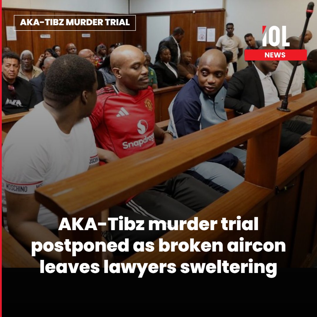 IOL's tweet photo. Proceedings in the murder trial of rapper Kiernan “AKA” Forbes and his friend, celebrity chef Tebello “Tibz” Motsoane, were postponed to Monday after lawyers complained that the Durban High Court courtroom was unbearably hot because its air conditioning was not working.
Read on https://t.co/gEL0i5OjWZ
#AKA #Tibz #DurbanHighCourt