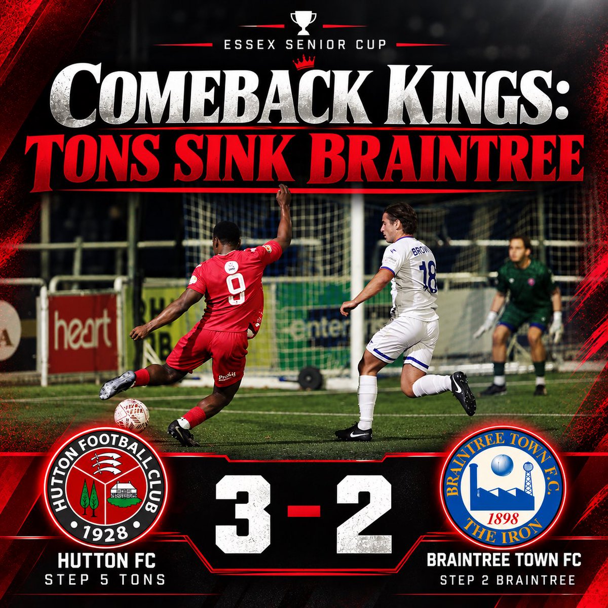 huttonfc's tweet photo. 3 divisions apart. 2-0 down early on. Our lads showed exactly what they're made of🔴⚪️ #UpTheTons @TrevRobPhoto 📸 https://t.co/EvGh0YIXKn