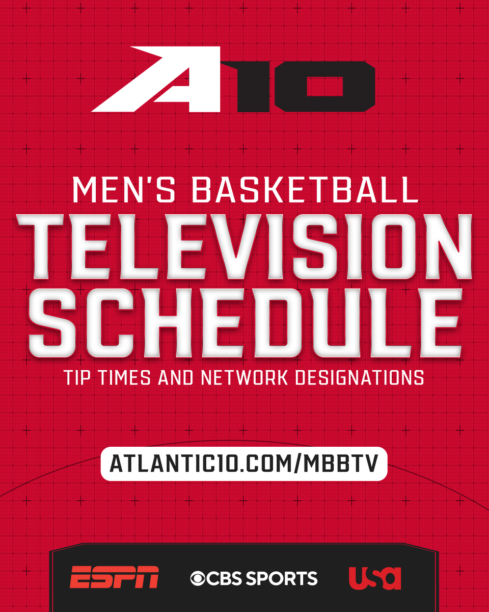 atlantic10's tweet photo. We've got a "tip" for you. Actually, we have ALL the tips for you!

Tip times, that is.

Announcing the tip times for all of our nationally televised #A10MBB games this season!

🔗 https://t.co/NFKxkIUQT6 https://t.co/JnaF2ZWwC3