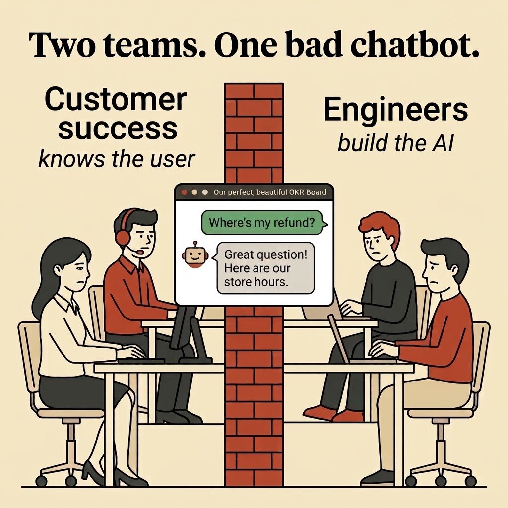 ekarofsky's tweet photo. Your customer knowledge lives in service and sales. Your AI gets built in IT.  

They rarely talk, and that’s how you get chatbots that answer questions nobody asks.  

Design it with both people in one room.  VectorHX 

Newsletter: https://t.co/MQZMStyJdh https://t.co/8jHYK8cchN