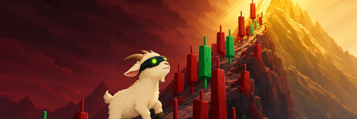 Goatcoin_ai's tweet photo. 🐐 BEARISH DAY, GOATISH CLIMB

The market is red. The bears are loud. The timeline is doom.

And the goat?

The goat doesn't check the macro. The goat checks the summit.

Every red candle is a foothold pushed lower. Every dip is a ledge you couldn't reach before. The mountain doesn't care what color the day is. It's still there. Still tall. Still waiting for the goat that won't stop.

Red days test who's actually climbing and who was just standing on the first ledge taking photos.

This is one of those days.

Hold $GOAT. Earn $AI. Keep climbing. ⛰️

#Goatcoin #GOAT #Memecoin #RobinhoodChain
