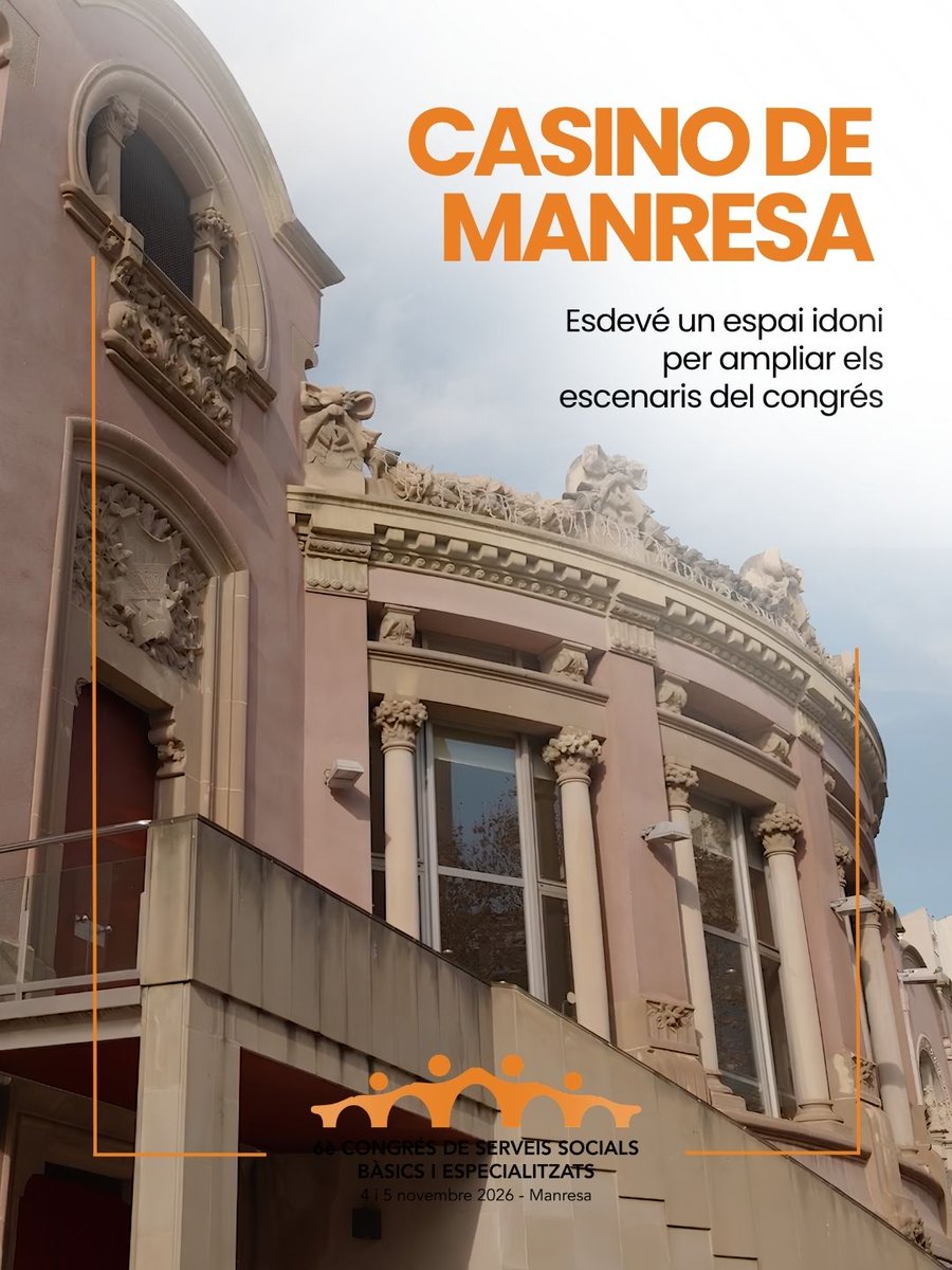 CSSBE_CAT's tweet photo. 📍Coneix els espais del #CSSBE2026

Els dies 4 i 5 de novembre, el Teatre Kursaal i el Casino de Manresa es convertiran en el punt de trobada de professionals, institucions i agents dels serveis socials.

🔗 Inscriu-t'hi a través de l'enllaç https://t.co/pha9wyz0Ea https://t.co/KIhJwiqrcO