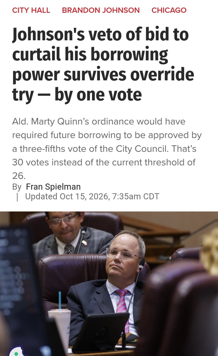 Dannic44's tweet photo. As I sat in the Chicago City Council meeting yesterday and watched what our elected officials were voting on, it became even clearer to me why I am calling for a FORENSIC AUDIT OF CHICAGO’S FINANCES!

Chicago taxpayers deserve to know where their money is going, how much debt the city is accumulating, who is benefiting from public spending, and who is being held accountable.

The City Council just fell ONE VOTE SHORT of overriding Mayor Brandon Johnson’s veto of an ordinance that would require a three-fifths majority to approve future city borrowing.

33 YES. 17 NO. ONE VOTE SHORT!
Chicago families are struggling with property taxes, rising costs, and public safety concerns while City Hall continues debating how much authority should be required to take on more debt.

IT'S TIME TO OPEN THE BOOKS, FOLLOW THE MONEY, AND GIVE CHICAGO TAXPAYERS THE TRANSPARENCY THEY DESERVE!

This is YOUR money, Chicago! You deserve to know how every dollar is being spent!

Danielle Carter-Walters for Mayor-2027 
https://t.co/FRBcC9YivY 
CHICAGOANS FIRST! 🇺🇸