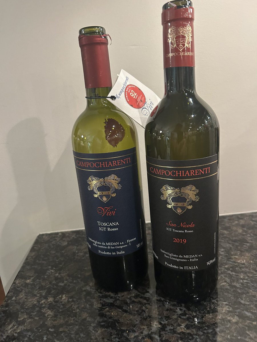 SusanCost719's tweet photo. Last night’s selection of wine from last year’s deliveries- 2007 Campochiarenti Vivi and 2019 San Nicola. Outstanding, luscious, beautifully balanced Vivi. Anxiously awaiting delivery of a few more cases from Campochiarenti. Salute 🍷 https://t.co/gyVFYbP0F3