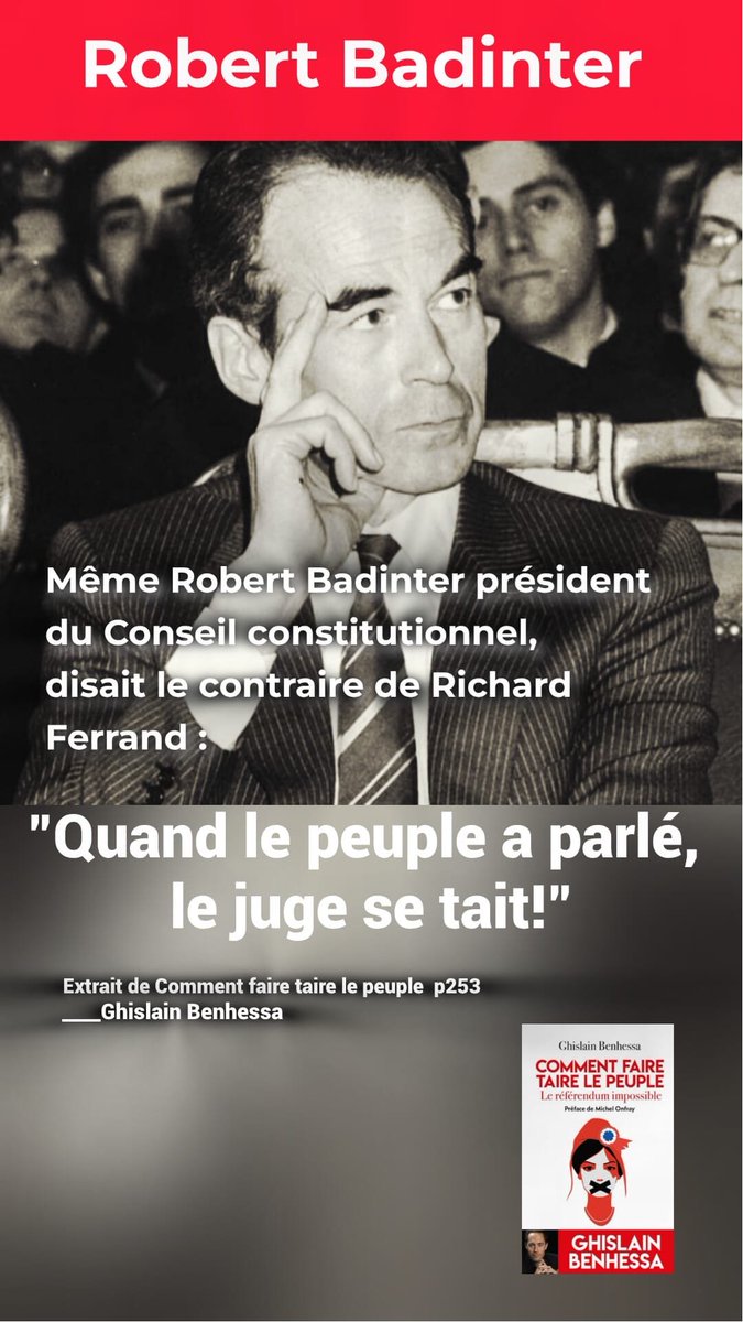 GBenhessa's tweet photo. Richard Ferrand veut interdire de réviser la Constitution par référendum.

Il faurait qu'il médite cette phrase prononcée par Robert Badinter, alors président du Conseil constitutionnel, en 1992.

@Cercle_Aristote @PhilippeMurer @Tocsin_Media https://t.co/qierZF9oPj