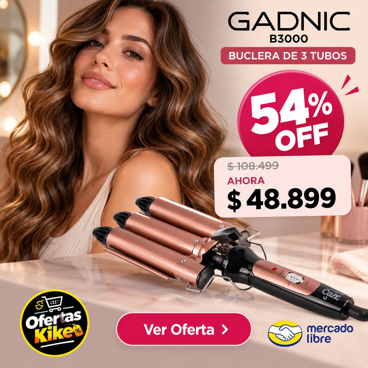 OfertasKike's tweet photo. ENCONTRÉ UNA OFERTA BUENÍSIMA PARA RENOVAR TU LOOK! 
BUCLERA GADNIC B3000 DE 3 TUBOS, IDEAL PARA CONSEGUIR ONDAS NATURALES Y CON VOLUMEN

🔥 54% OFF
Antes $108.499
Ahora $48.899 
https://t.co/tCPdS5Ey7M

Más de 10.000 vendidos en Mercado Libre.
👉 MIRÁ LA OFERTA ACÁ: https://t.co/tCPdS5Ey7M
