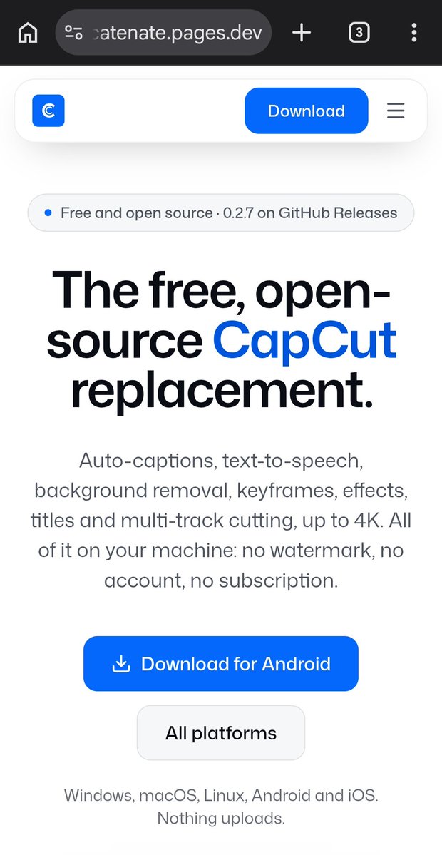 iannnnn's tweet photo. มาใหม่อีกตัว ConCat — แอป opensource ที่ทดแทน CapCut ใช้ได้ทุกแพลตฟอร์ม แถมยังออกแบบให้รับการสั่งด้วย เไ ตั้งแต่เกิด
https://t.co/nuDrSPv0VE

ตัวนี้ยังไม่ได้ลองเองนะ แต่ถ้ามันมีสิ่งออกใหม่รายวันและเปิดโค้ดแบบนี้ โลกแม่งโดนเขย่าอย่างแรงมาก https://t.co/QLxR8auQFa