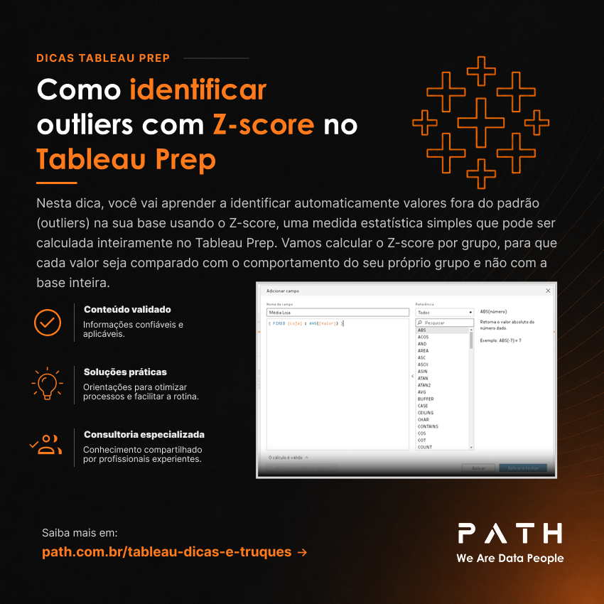 PathDataFan's tweet photo. Nesta dica, você vai aprender a identificar automaticamente valores fora do padrão (outliers) na sua base usando o Z-score.

Confira: https://t.co/oggebWfQ3V

#Tableau #WeAreDataPeople #DataFam #Analytics #PathDataFan #TableauTips #PathTips #Salesforce https://t.co/DnT95zMSvI