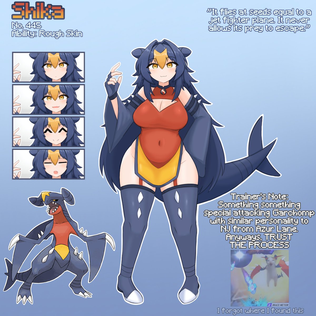 Lightning2195's tweet photo. Shika
(Garchomp Gijinka)

I lost all my resources on Kal'tsit alt banner. Remember kids, don't gamble unless it's Pokemon Champions. https://t.co/IJURktz1UL